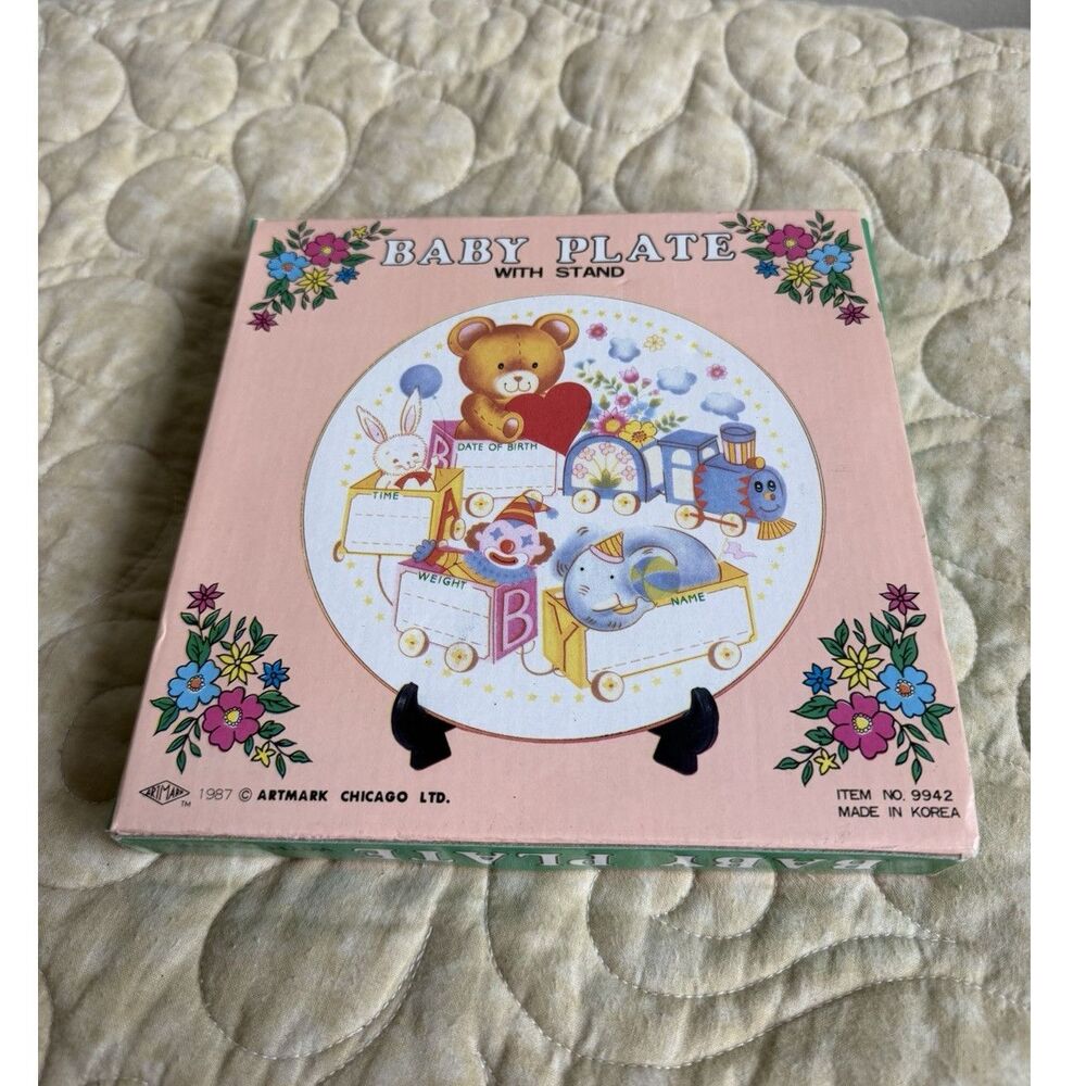 Artmark Baby 1987 unused Decorative Porcelain Collector Plate Bear Rabbit Clown